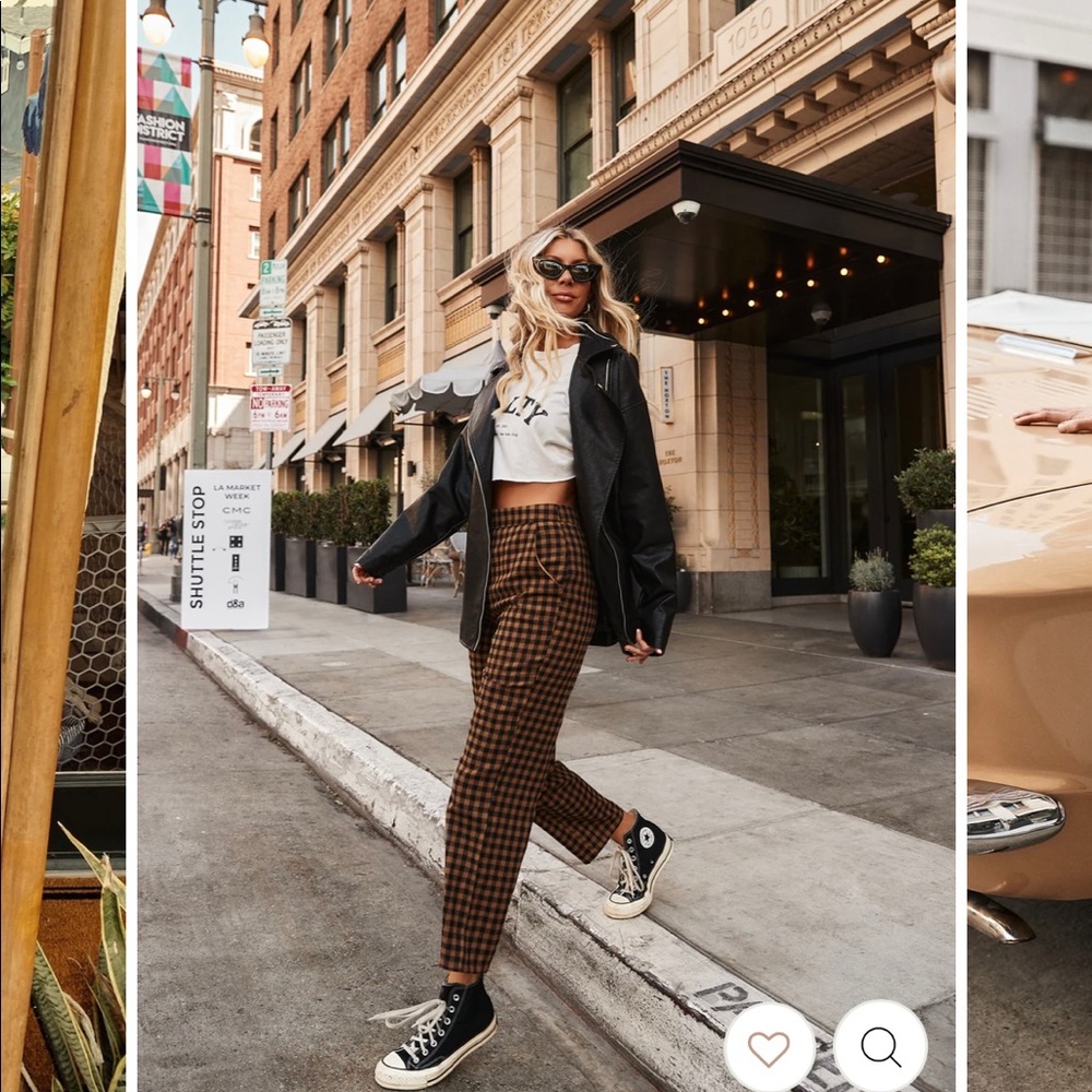 NWT Bishop Tan Checkered Trouser